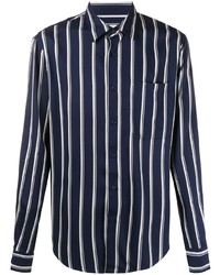 Camicia a maniche lunghe a righe verticali blu scuro e bianca di Sandro Paris