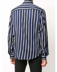 Camicia a maniche lunghe a righe verticali blu scuro e bianca di Sandro Paris