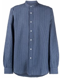 Camicia a maniche lunghe a righe verticali blu scuro di Aspesi