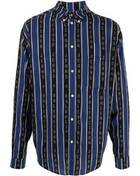 Camicia a maniche lunghe a righe verticali blu scuro di Balenciaga
