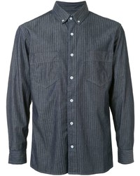 Camicia a maniche lunghe a righe verticali blu scuro di Cerruti 1881