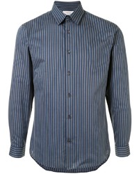 Camicia a maniche lunghe a righe verticali blu scuro di Cerruti 1881