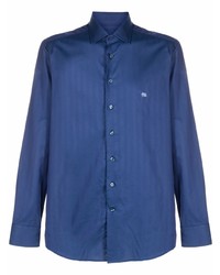 Camicia a maniche lunghe a righe verticali blu scuro di Etro