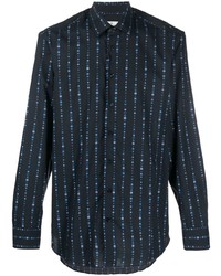 Camicia a maniche lunghe a righe verticali blu scuro di Etro