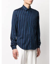 Camicia a maniche lunghe a righe verticali blu scuro di Sandro Paris