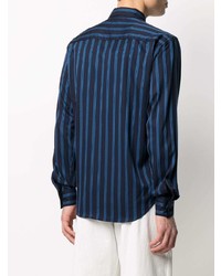 Camicia a maniche lunghe a righe verticali blu scuro di Sandro Paris