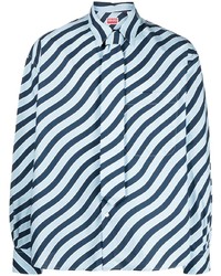 Camicia a maniche lunghe a righe verticali blu scuro di Kenzo