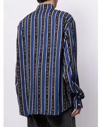 Camicia a maniche lunghe a righe verticali blu scuro di Balenciaga