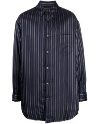 Camicia a maniche lunghe a righe verticali blu scuro di Maison Margiela