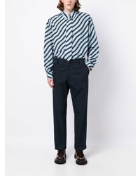Camicia a maniche lunghe a righe verticali blu scuro di Kenzo