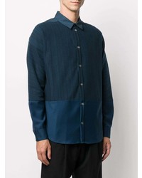 Camicia a maniche lunghe a righe verticali blu scuro di Stephan Schneider