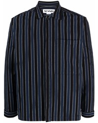 Camicia a maniche lunghe a righe verticali blu scuro di Sunnei