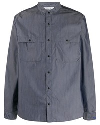 Camicia a maniche lunghe a righe verticali blu scuro di Woolrich