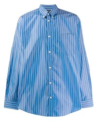 Camicia a maniche lunghe a righe verticali blu di Balenciaga