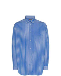 Camicia a maniche lunghe a righe verticali blu di Balenciaga