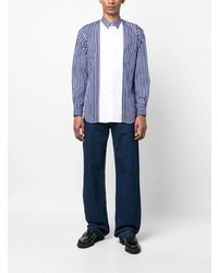 Camicia a maniche lunghe a righe verticali blu di Comme Des Garcons SHIRT