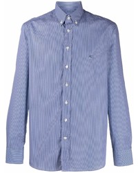 Camicia a maniche lunghe a righe verticali blu di Etro