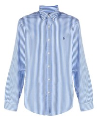 Camicia a maniche lunghe a righe verticali blu di Polo Ralph Lauren
