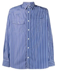 Camicia a maniche lunghe a righe verticali blu di Sacai