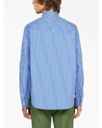 Camicia a maniche lunghe a righe verticali blu di Gucci