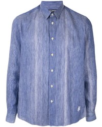 Camicia a maniche lunghe a righe verticali blu di Vilebrequin