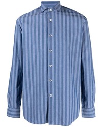 Camicia a maniche lunghe a righe verticali blu di Xacus