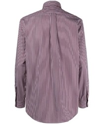 Camicia a maniche lunghe a righe verticali bordeaux di Polo Ralph Lauren