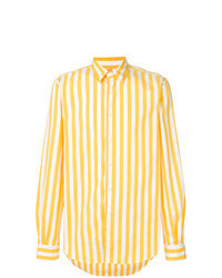 Camicia a maniche lunghe a righe verticali gialla