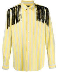 Camicia a maniche lunghe a righe verticali gialla di Comme Des Garcons Homme Plus