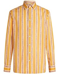 Camicia a maniche lunghe a righe verticali gialla di Etro