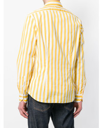 Camicia a maniche lunghe a righe verticali gialla di Xacus