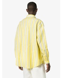 Camicia a maniche lunghe a righe verticali gialla di Sunnei