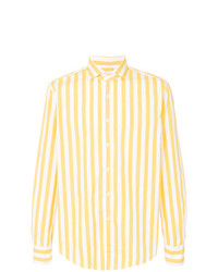 Camicia a maniche lunghe a righe verticali gialla di Xacus