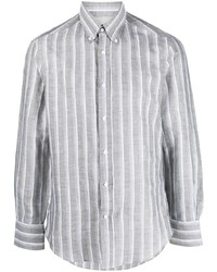Camicia a maniche lunghe a righe verticali grigia di Brunello Cucinelli