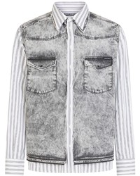 Camicia a maniche lunghe a righe verticali grigia di Dolce & Gabbana