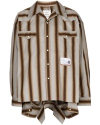 Camicia a maniche lunghe a righe verticali grigia di Maison Mihara Yasuhiro