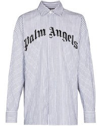 Camicia a maniche lunghe a righe verticali grigia di Palm Angels