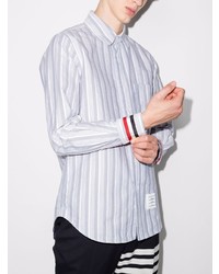 Camicia a maniche lunghe a righe verticali grigia di Thom Browne