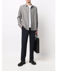 Camicia a maniche lunghe a righe verticali grigia di Stephan Schneider