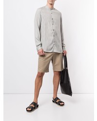 Camicia a maniche lunghe a righe verticali grigia di Giorgio Armani