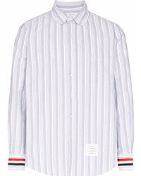 Camicia a maniche lunghe a righe verticali grigia di Thom Browne