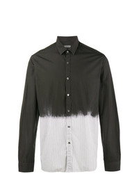 Camicia a maniche lunghe a righe verticali grigio scuro di Lanvin