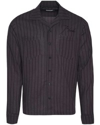 Camicia a maniche lunghe a righe verticali grigio scuro di Rhude