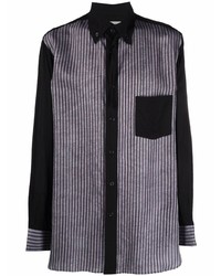 Camicia a maniche lunghe a righe verticali grigio scuro di Yohji Yamamoto