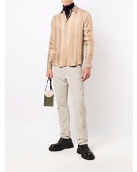 Camicia a maniche lunghe a righe verticali marrone chiaro di Sandro Paris