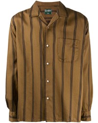 Camicia a maniche lunghe a righe verticali marrone di Gitman Vintage