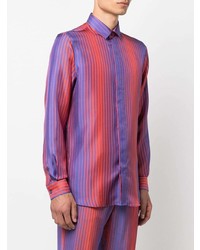 Camicia a maniche lunghe a righe verticali multicolore di Moschino