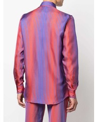 Camicia a maniche lunghe a righe verticali multicolore di Moschino