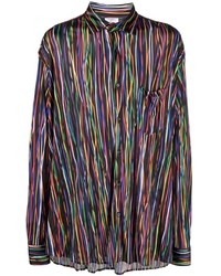 Camicia a maniche lunghe a righe verticali multicolore di Vetements