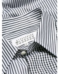 Camicia a maniche lunghe a righe verticali nera e bianca di Maison Margiela